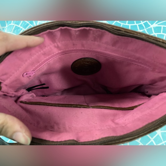 💛TODAY***$21***Vintage Etienne Aigner canvas shoulder bag /brown leather accent - Picture 8 of 9